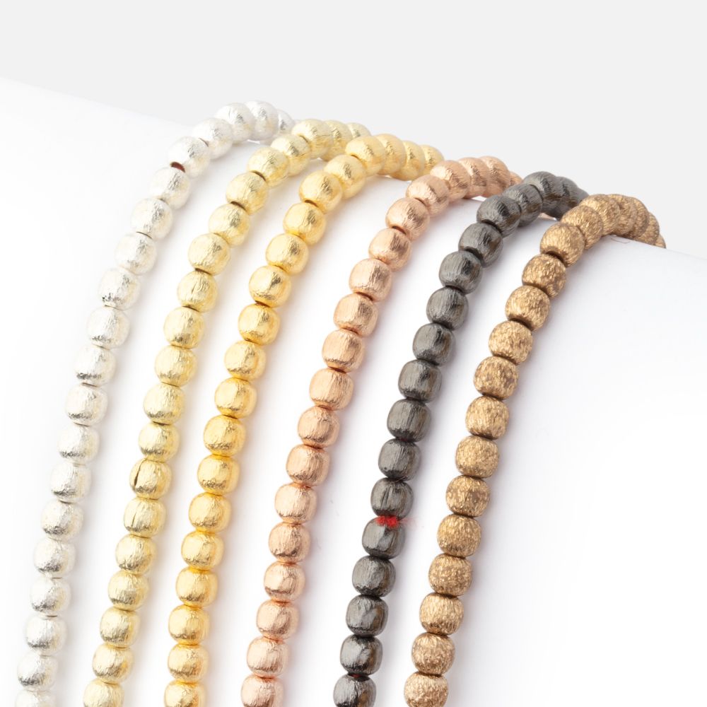 3mm Brushed Round Beads - Beadsofcambay.com