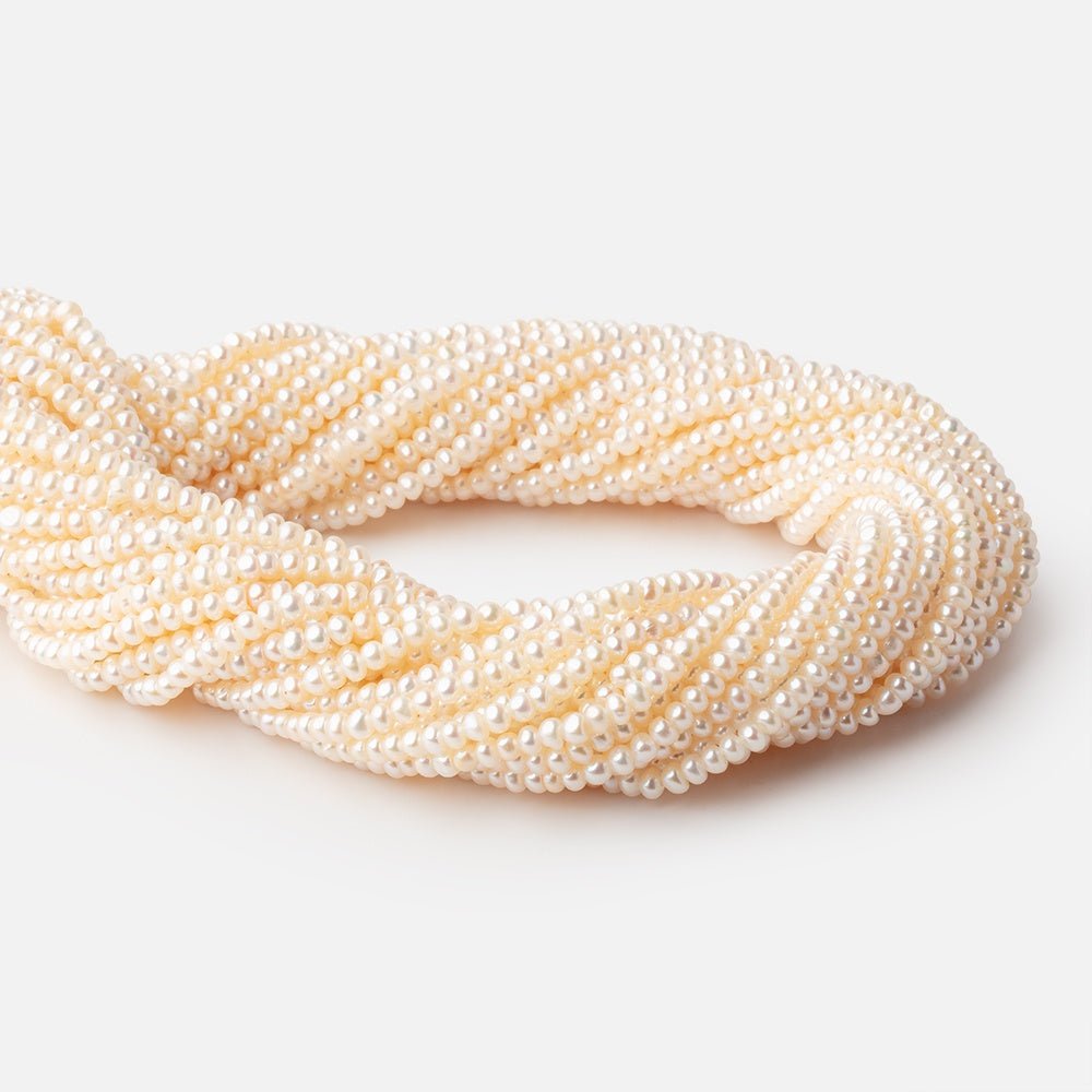 3mm Creamy White Off Round Freshwater Pearls 15 inch 168 pieces - Beadsofcambay.com