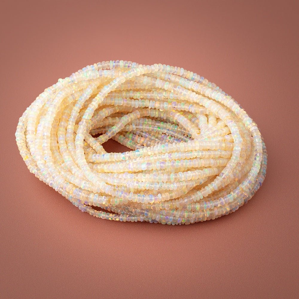 3mm Ethiopian Opal Plain Rondelle 18 inch 275 Beads - Beadsofcambay.com