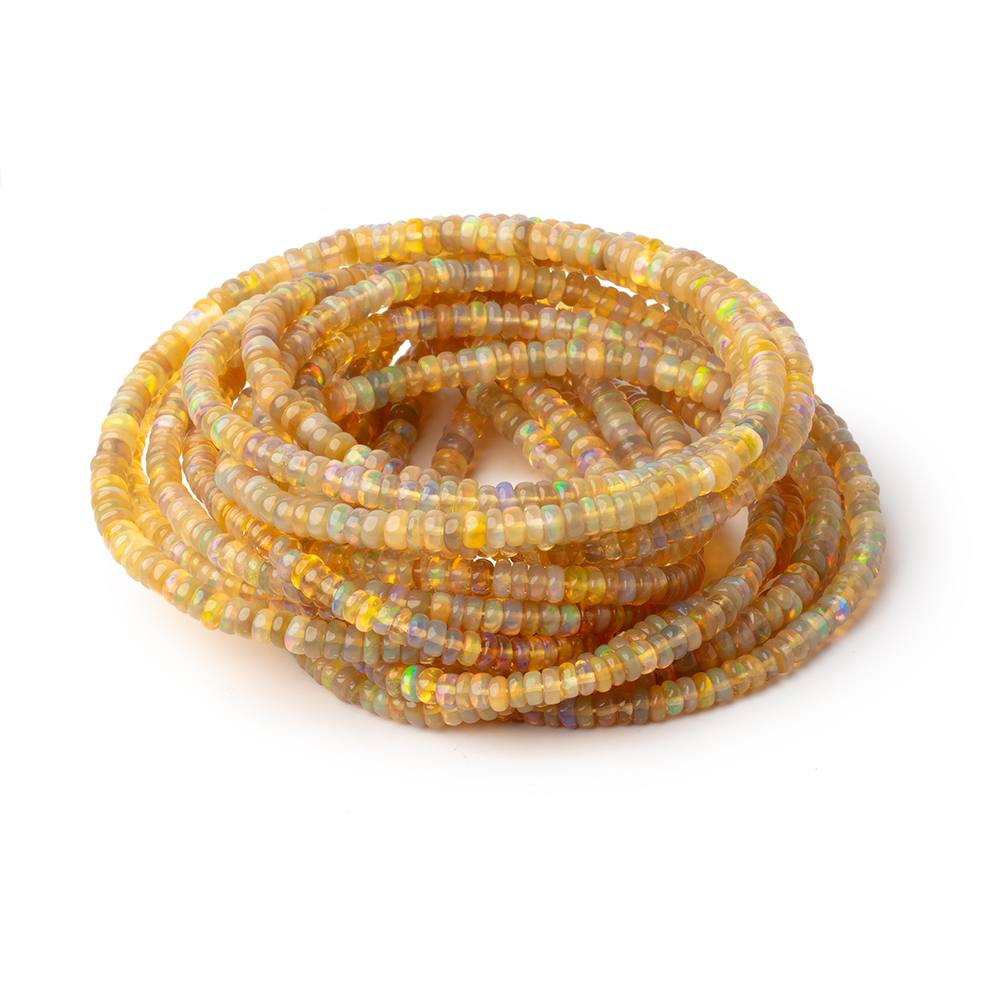 3mm Golden Ethiopian Opal Plain Rondelle 18 inch 275 Beads - Beadsofcambay.com