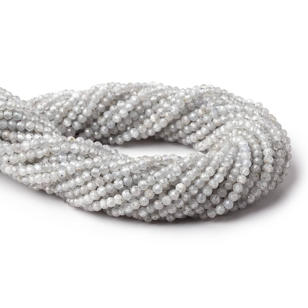 3mm Grey Zircon Micro Faceted Round Beads 12.5 inch 112 pieces - Beadsofcambay.com