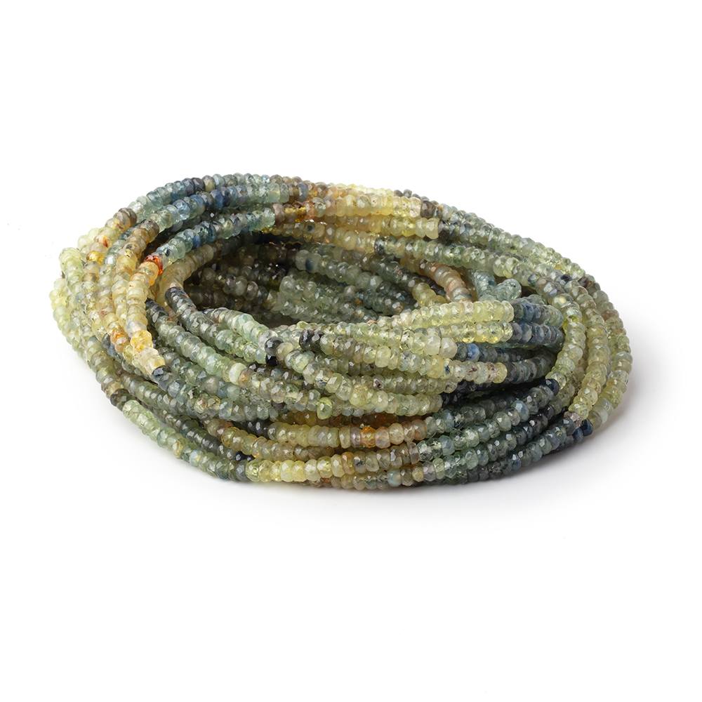 3mm Multi Color Sapphire Faceted Rondelle 16 inch 245 Beads - Beadsofcambay.com