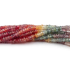 3mm Multi Color Sapphire Faceted Rondelle 18 inch 300 Beads AA - Beadsofcambay.com