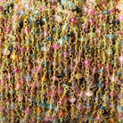 3mm Multi Color Tourmaline Faceted Rondelles on Vermeil Hand - Wrapped Chain - Beadsofcambay.com