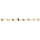 3mm Multi Color Tourmaline Faceted Rondelles on Vermeil Hand - Wrapped Chain - Beadsofcambay.com