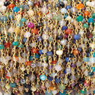 3mm Multi Gemstone Faceted Rondelle Vermeil Chain - Beadsofcambay.com