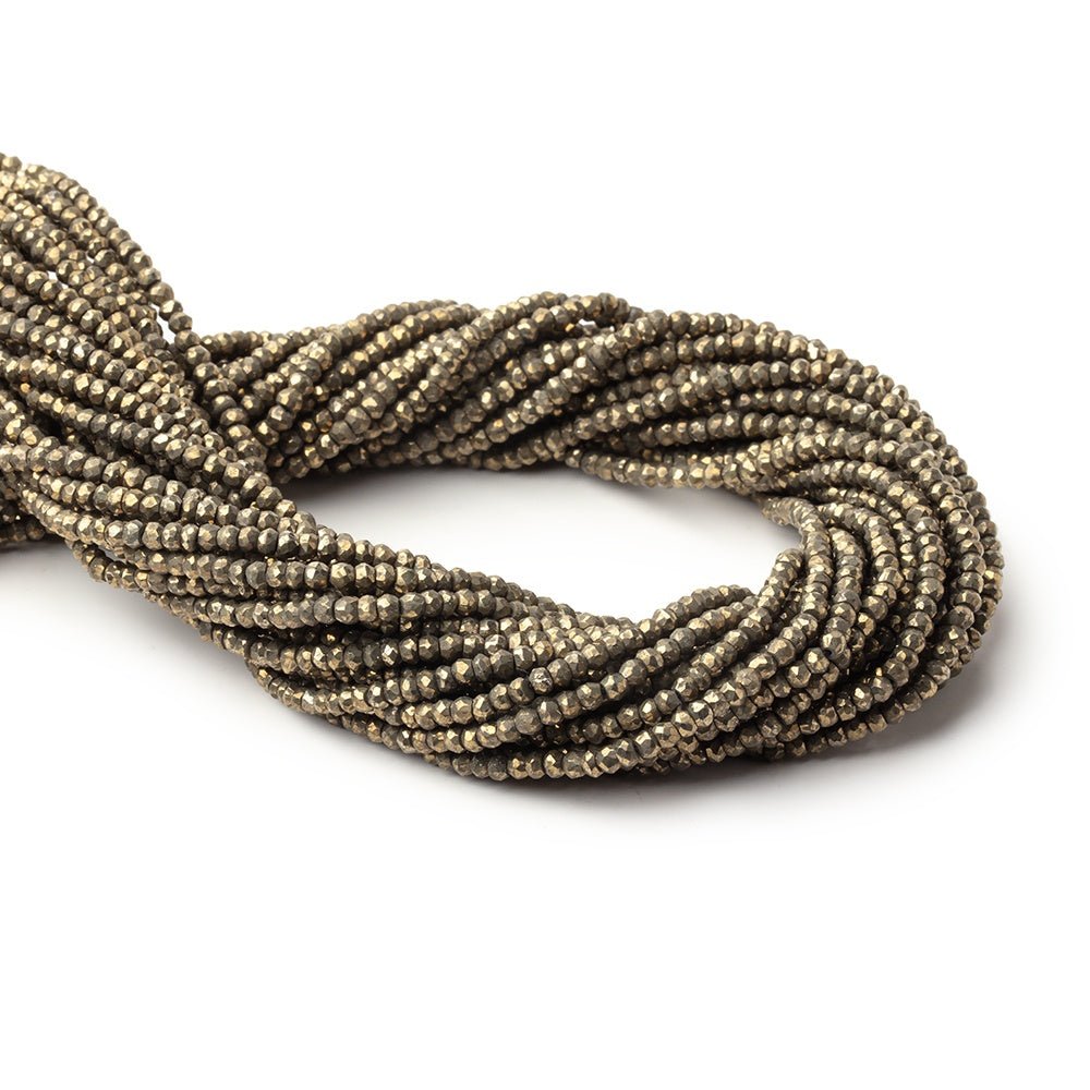 3mm Pyrite Faceted Rondelle Beads 13.75 inch 155 pieces - Beadsofcambay.com