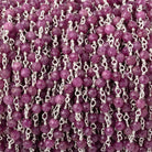 3mm Ruby Micro Faceted Rounds on Silver Plated Chain - Beadsofcambay.com