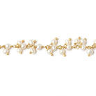 3mm White Baroque Freshwater Pearls on Gold Plated Dangling Chain - Beadsofcambay.com