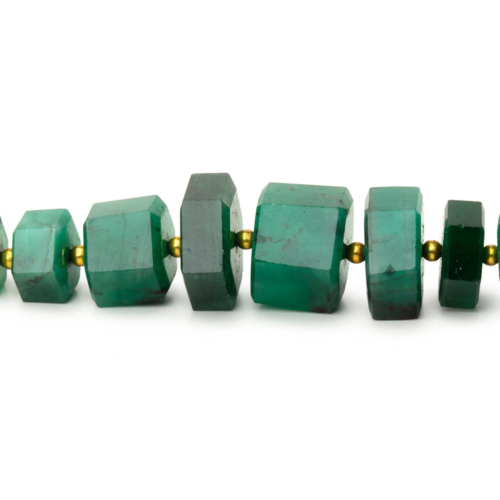 3x4 - 8x10mm Emerald Hex Cut Beads 20 inch 88 pieces AAA - Beadsofcambay.com