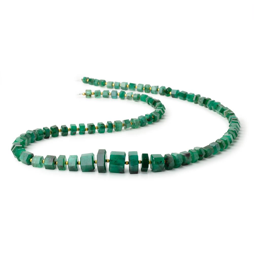 3x4 - 8x10mm Emerald Hex Cut Beads 20 inch 88 pieces AAA - Beadsofcambay.com