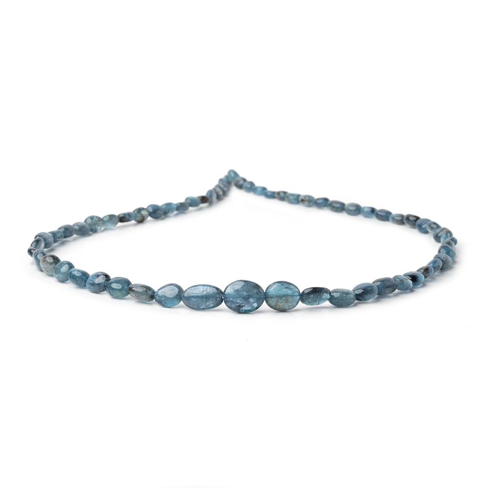 4 - 10mm Moss Aquamarine Plain Oval Beads 17.5 inch 64 pieces - Beadsofcambay.com