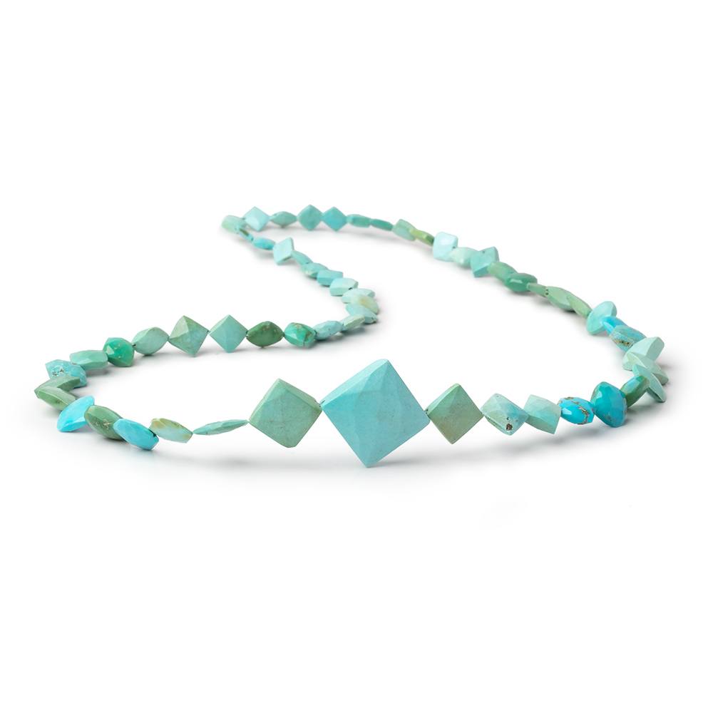 4-15mm Sleeping Beauty Turquoise Faceted Square Beads 18 inch 57 pieces - Beadsofcambay.com