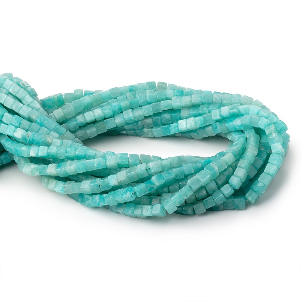 4 - 4.5mm Amazonite Plain Cube Beads 13.75 inch 78 pieces - Beadsofcambay.com
