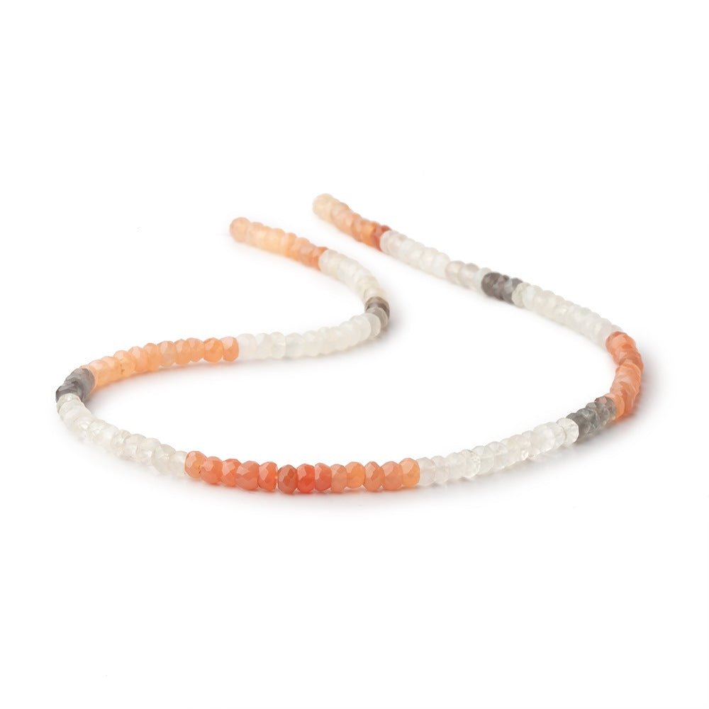 4 - 4.5mm Multi Color Moonstone Faceted Rondelle 14 inches 124 Beads - Beadsofcambay.com