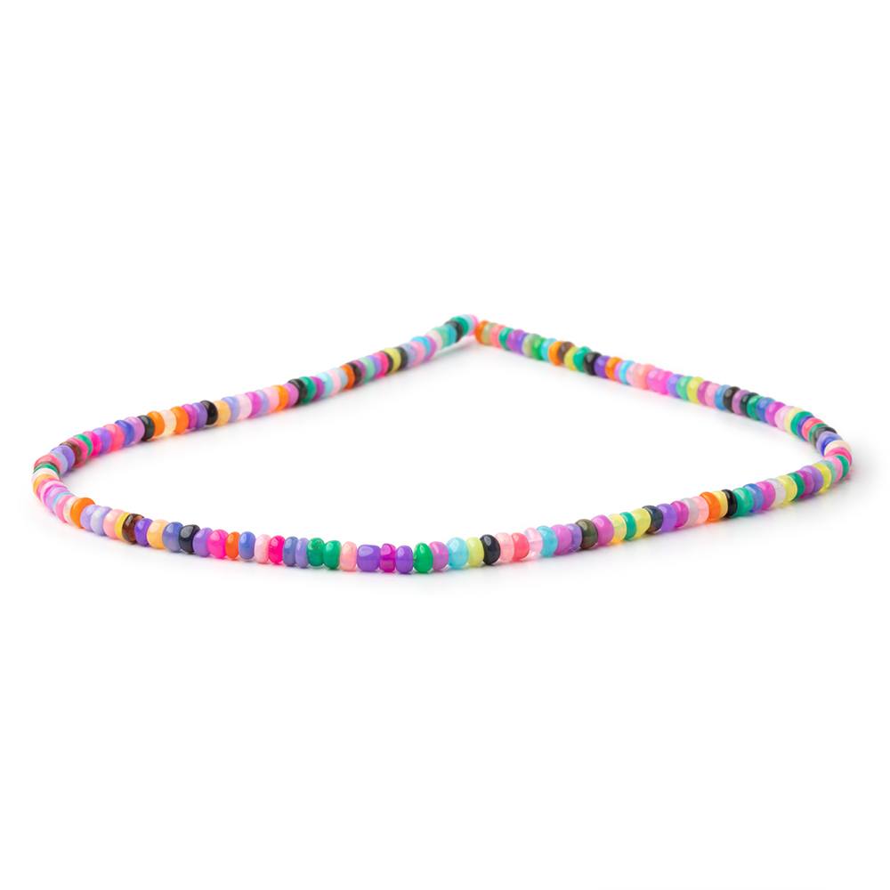 4 - 4.5mm Neon Multi Color Ethiopian Opal Plain Rondelle Beads 16 inch 166 pieces - Beadsofcambay.com