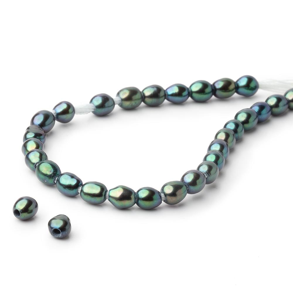 4 - 4.5mm Oval Freshwater Pearl with 1.5mm Large Hole - 15.5 inch Strand - Beadsofcambay.com