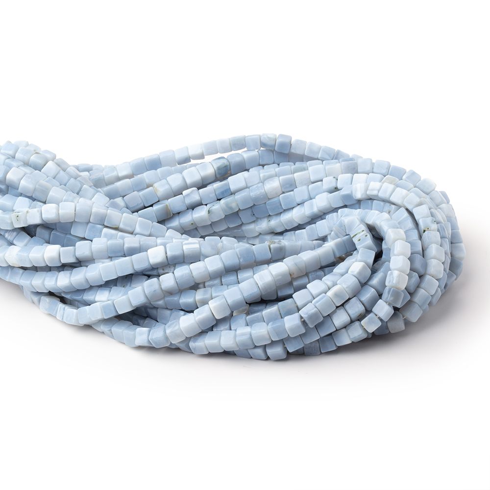 4 - 4.5mm Owyhee Blue Opal Plain Cube Beads 14 inch 78 pieces - Beadsofcambay.com