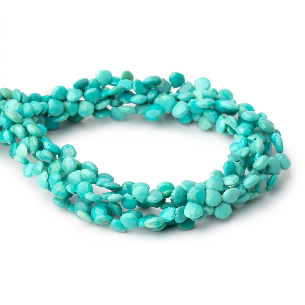 4 - 4.5mm Sleeping Beauty Turquoise Faceted Heart 8 inch 60 Beads - Beadsofcambay.com