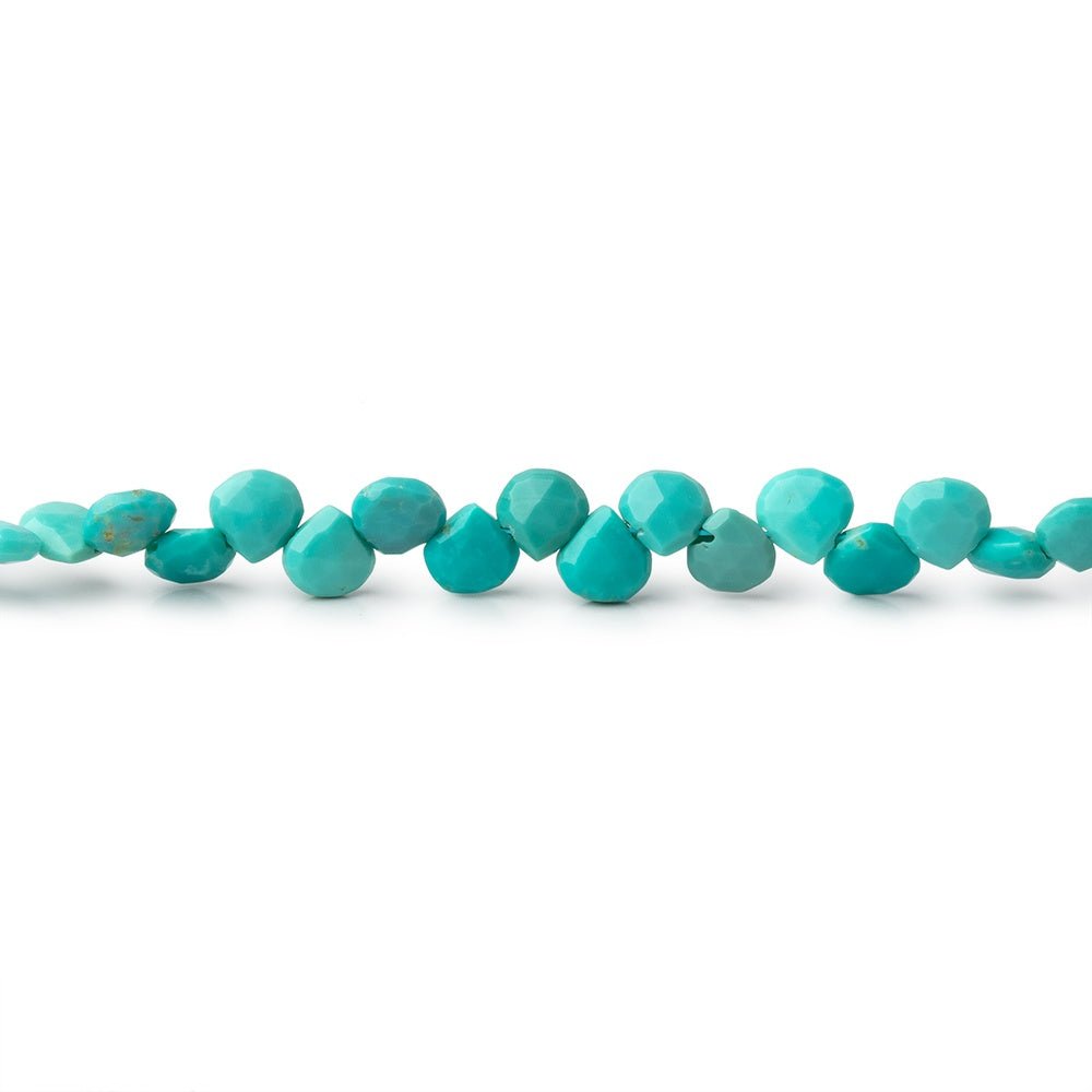 4 - 4.5mm Sleeping Beauty Turquoise Faceted Heart 8 inch 60 Beads - Beadsofcambay.com