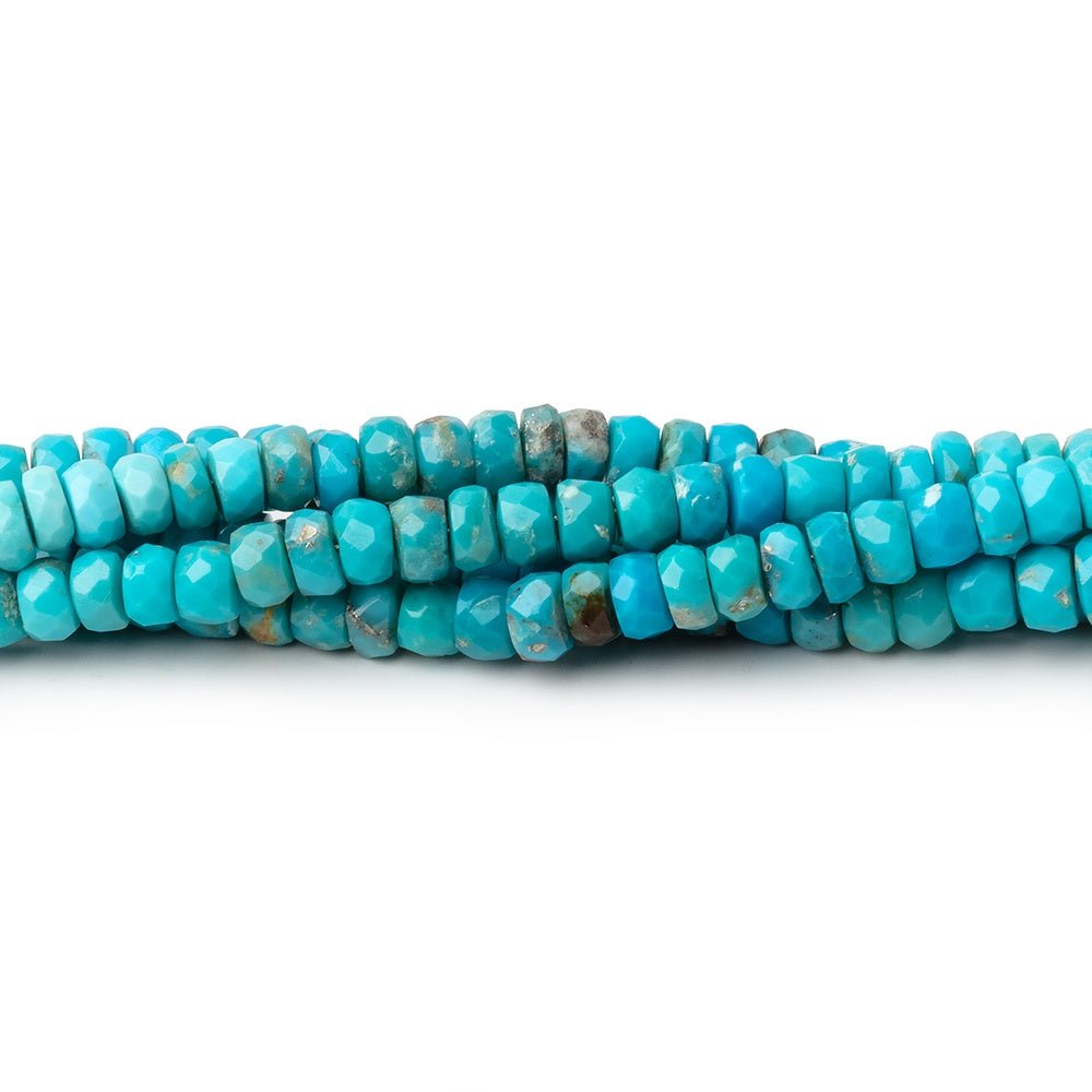 4-4.5mm Sleeping Beauty Turquoise Faceted Rondelle Beads 13 inch 130 pieces - Beadsofcambay.com