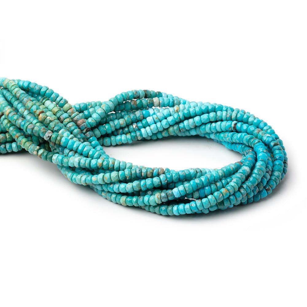 4-4.5mm Sleeping Beauty Turquoise Faceted Rondelle Beads 13 inch 130 pieces - Beadsofcambay.com