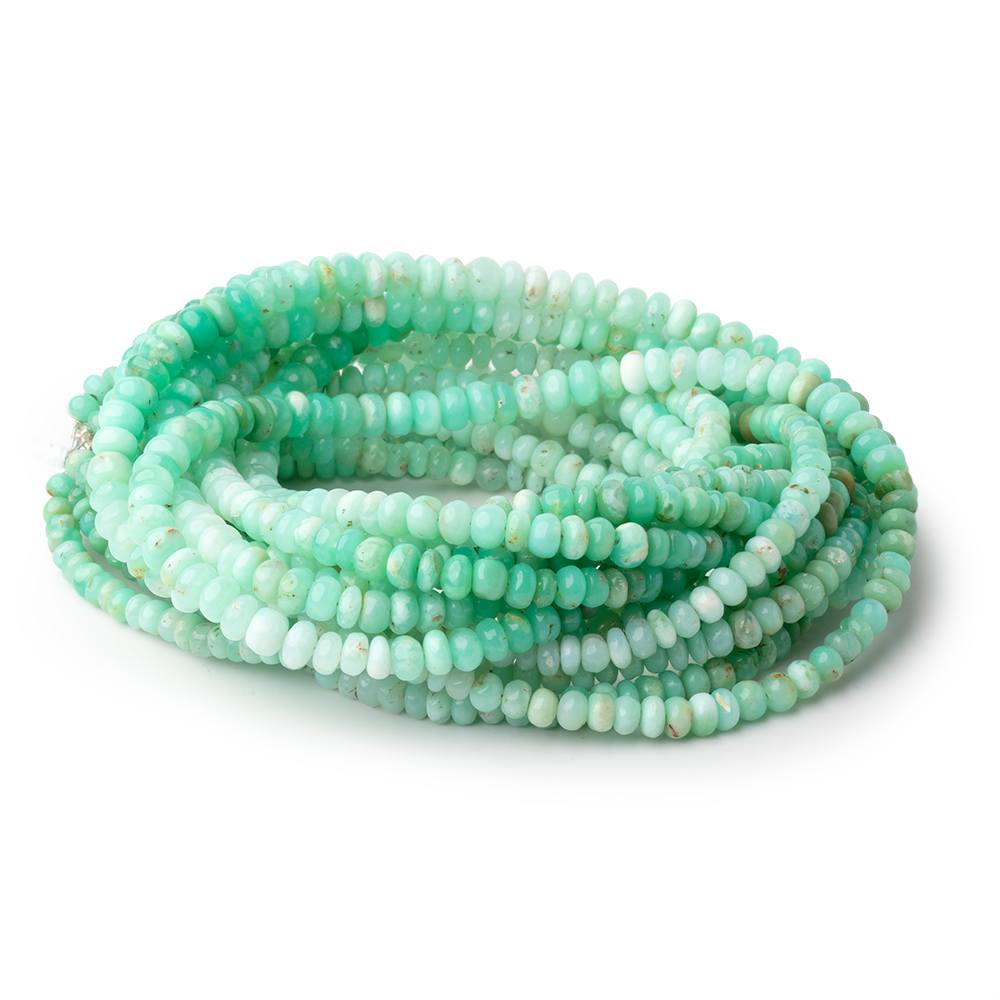 4 - 5.5mm Green Tanzanian Opal Plain Rondelle Beads 18 inch 150 pieces - Beadsofcambay.com