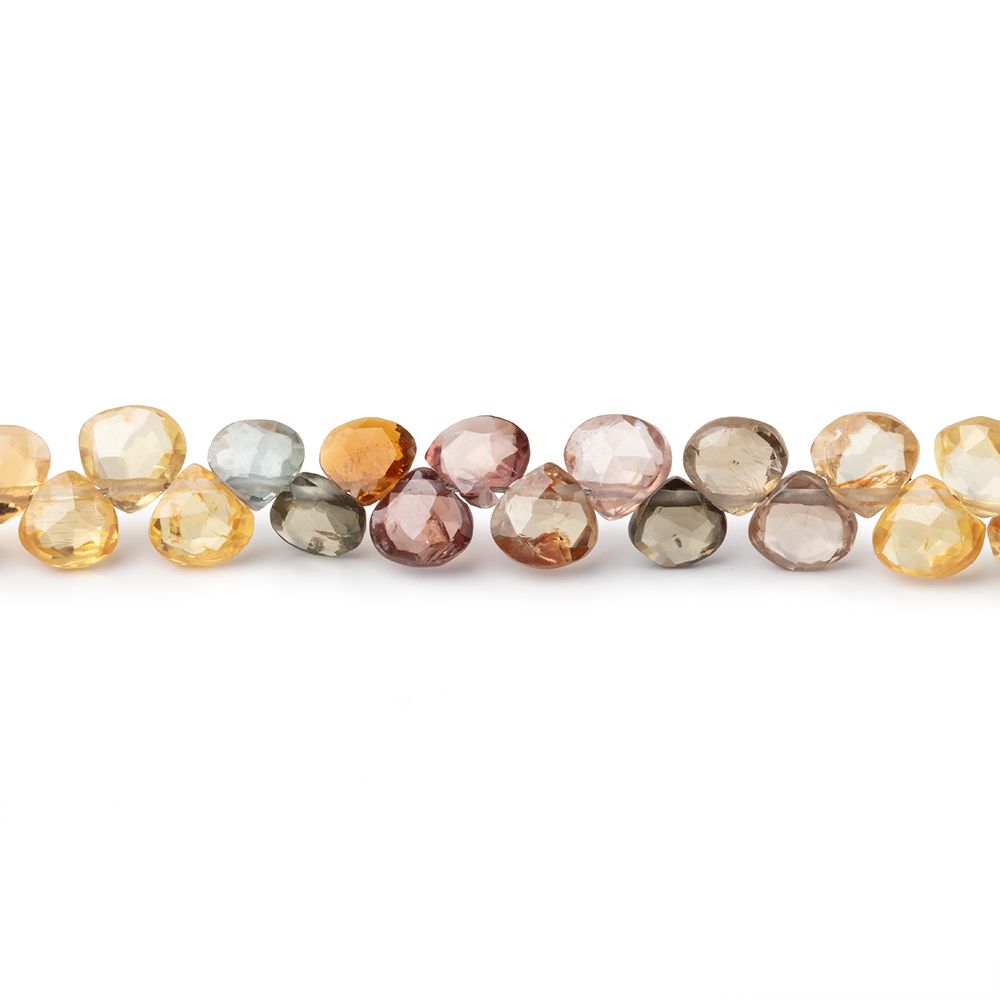 4 - 5.5mm Multi Color Zircon Faceted Heart Briolettes 8 inch 66 Beads AA - Beadsofcambay.com