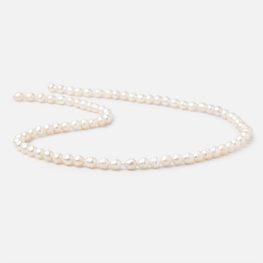 4-5mm Creamy Petite Ringed Baroque Freshwater Pearls 16 inch 78 Beads - Beadsofcambay.com