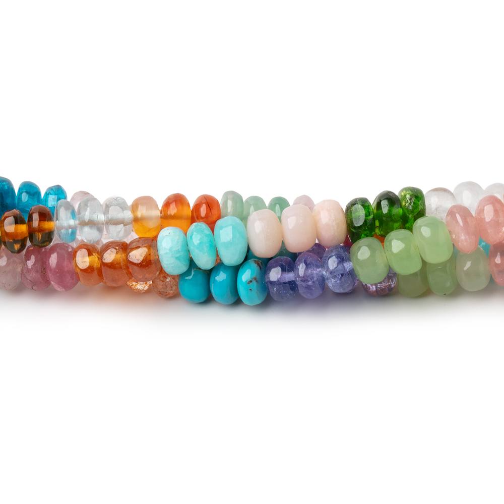 4-5mm Multi Gemstone Plain Rondelle Beads 36 inch 330 pieces AA - Beadsofcambay.com