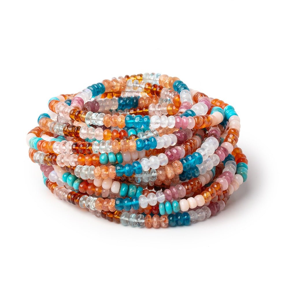 4-5mm Multi Gemstone Plain Rondelles 36 inch 330 Beads AA - Beadsofcambay.com