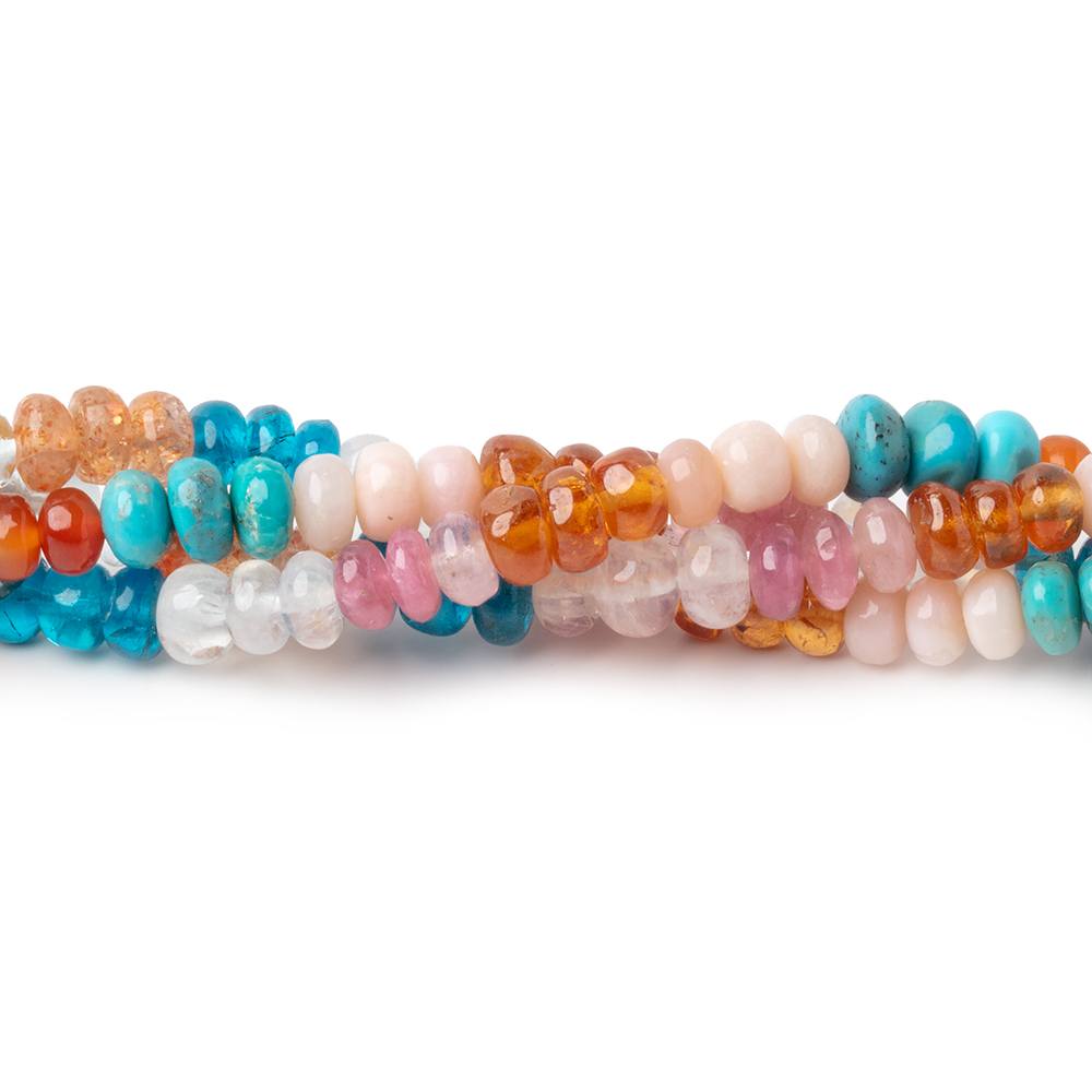 4-5mm Multi Gemstone Plain Rondelles 36 inch 330 Beads AA - Beadsofcambay.com