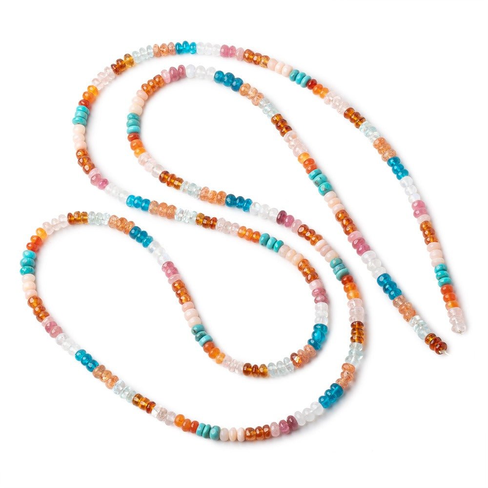 4-5mm Multi Gemstone Plain Rondelles 36 inch 330 Beads AA - Beadsofcambay.com