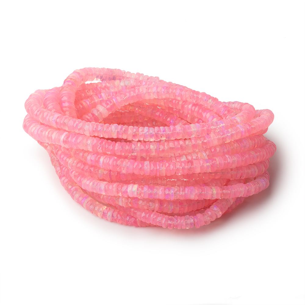4 - 6.5mm Pink Ethiopian Opal Faceted Heishi 16 inch 230 Beads AA - Beadsofcambay.com