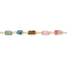 4 - 6mm Multi Color Tourmaline Plain Rectangles on Vermeil Chain - Beadsofcambay.com