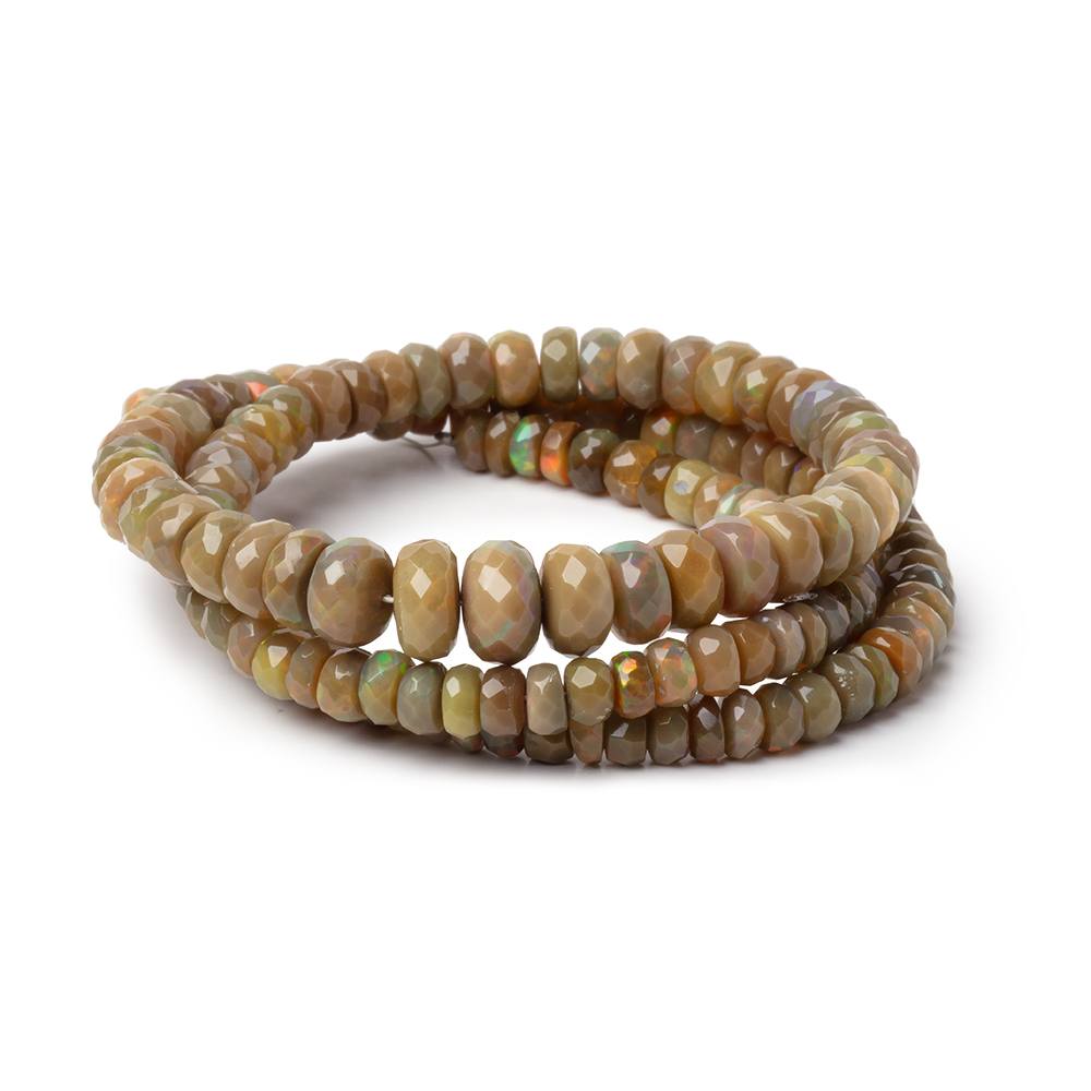 4-7.5mm Olive Brown Ethiopian Opal Faceted Rondelles 16.5 inch 154 Beads - Beadsofcambay.com