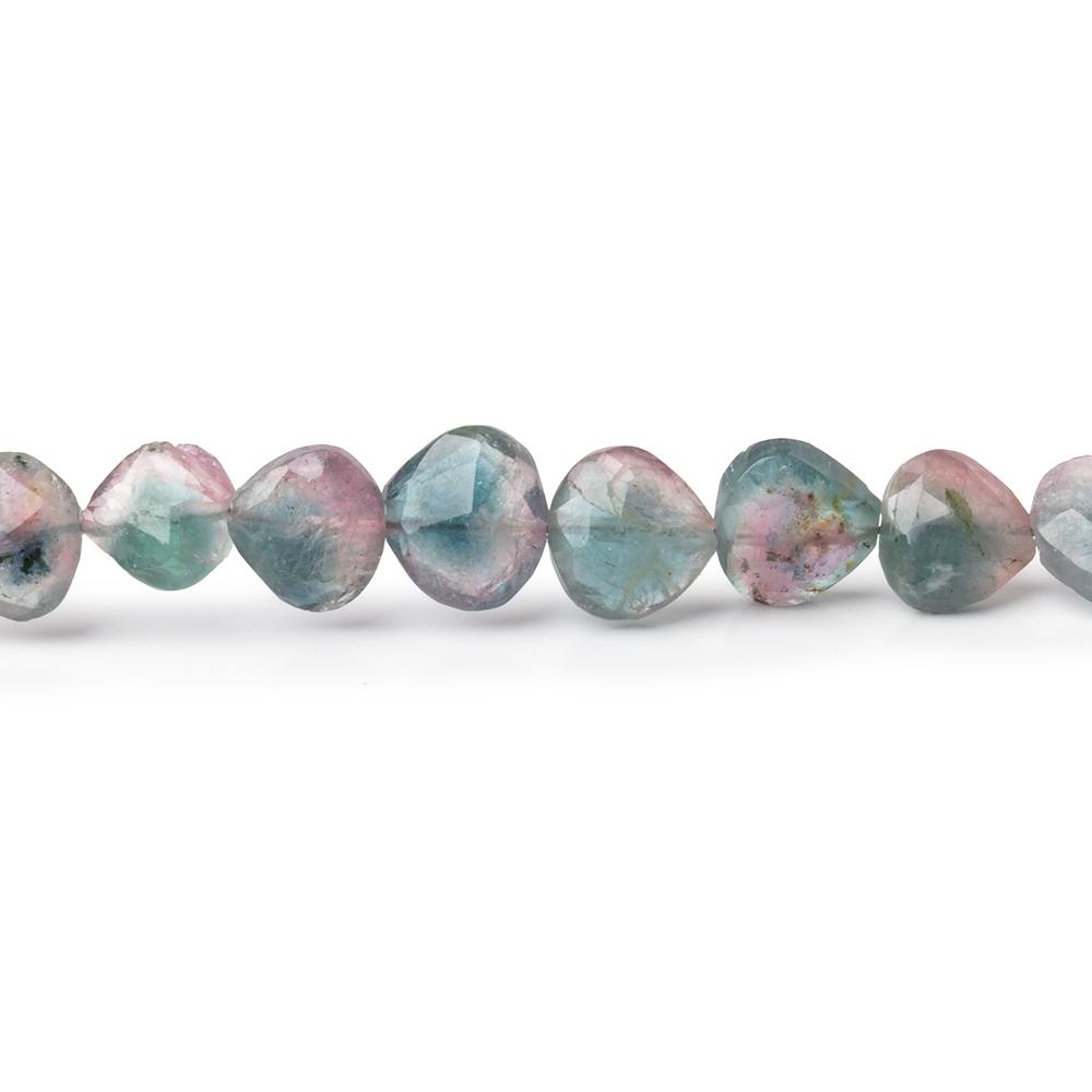 4 - 7mm Bi - Color Indicolite Tourmaline Faceted Heart 15.5 inch 75 Beads - Beadsofcambay.com