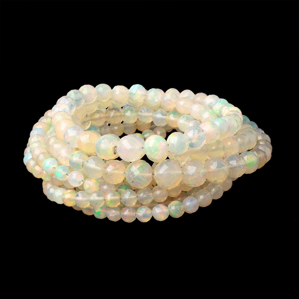 4-7mm Creamy Ethiopian Opal Faceted Rounds 17 inch 97 Beads AAA - Beadsofcambay.com