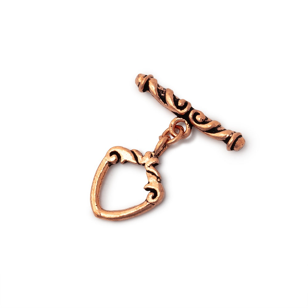 13x18mm Antiqued Copper Toggle Bali Design 1 piece - BeadsofCambay.com