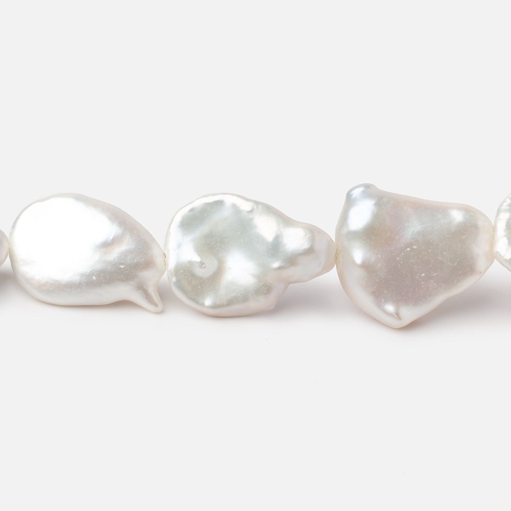 11-21mm Off White Keshi Freshwater Pearls 15.5 inch 24 pieces - BeadsofCambay.com