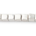 7mm Silver Plated Brushed Cube 8 inch 29 Beads - BeadsofCambay.com