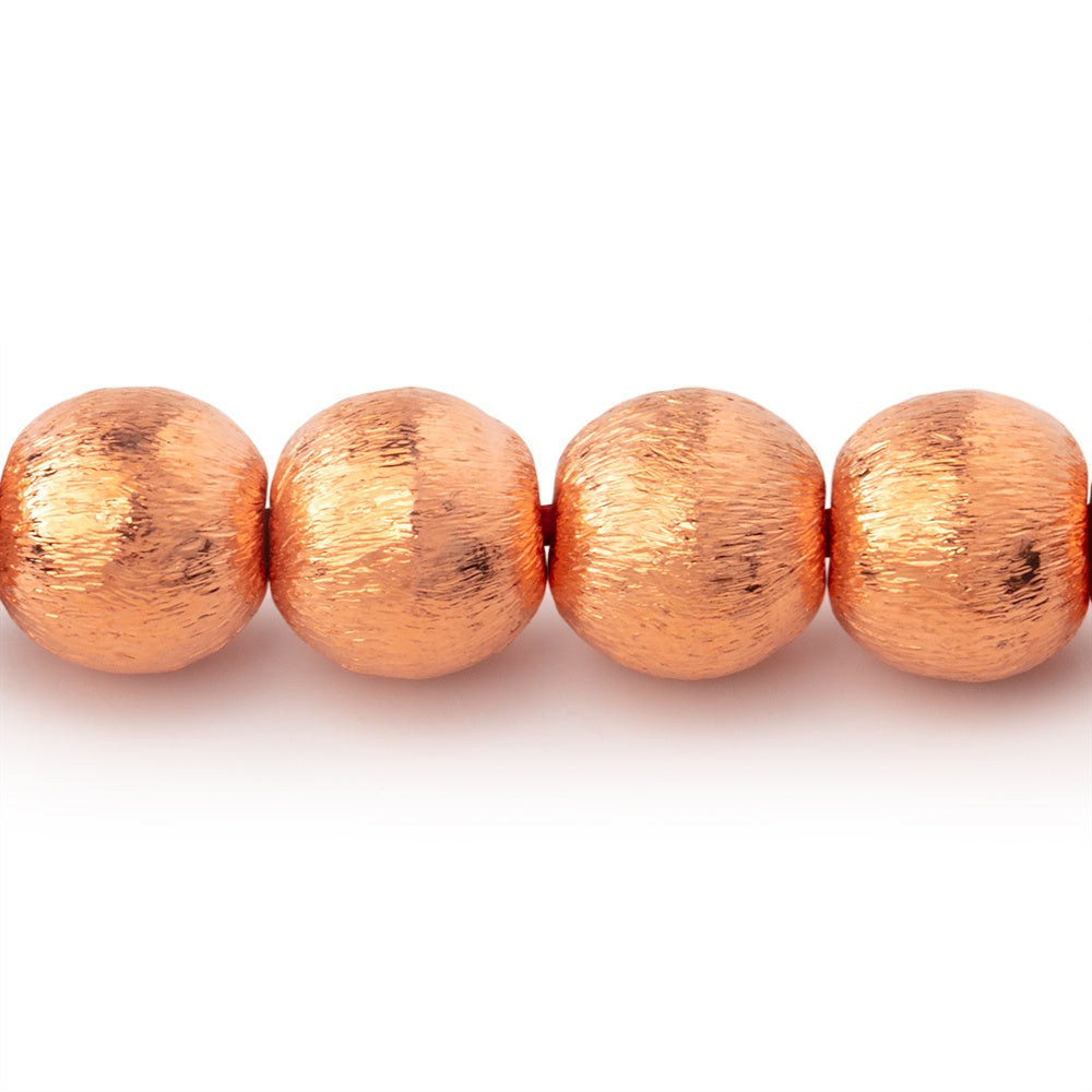 9mm Copper Brushed Round Beads 8 inch 24 pieces - BeadsofCambay.com