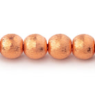 9mm Copper Brushed Round Beads 8 inch 24 pieces - BeadsofCambay.com