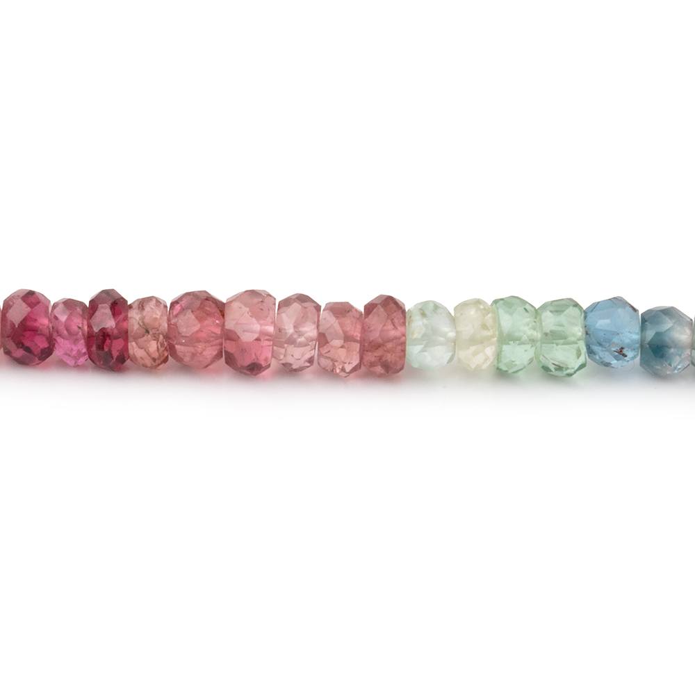4mm Multi Tourmaline Faceted Rondelle Beads 17 inches 172 pieces - BeadsofCambay.com