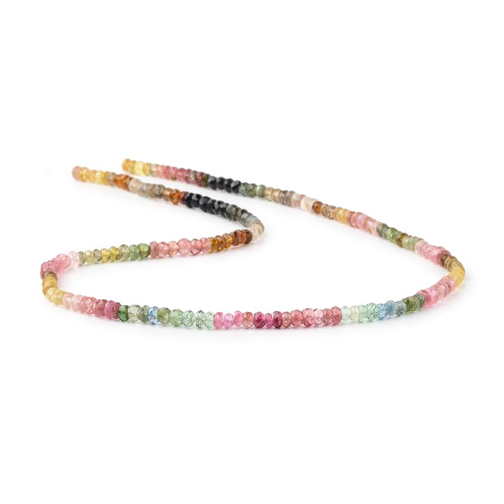 4mm Multi Tourmaline Faceted Rondelle Beads 17 inches 172 pieces - BeadsofCambay.com