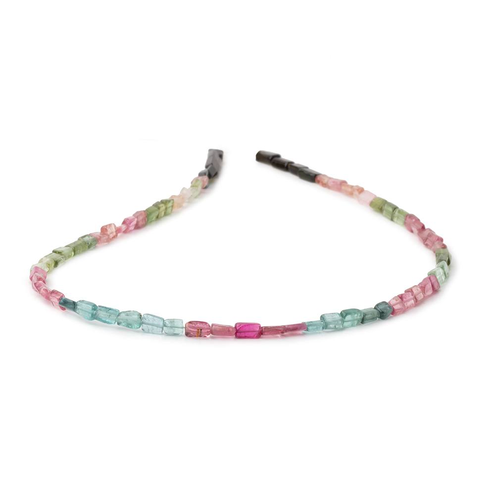 4-6mm Multi Color Tourmaline Plain Rectangle Beads 13.5 inch 70 pieces - BeadsofCambay.com