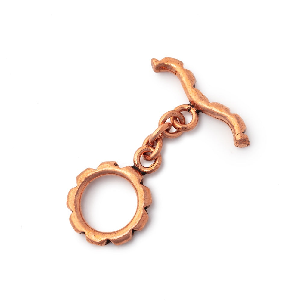 19x13mm Copper Toggle with Grooved Design 1 piece - BeadsofCambay.com