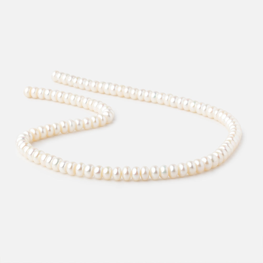 6mm White Center Drilled Button Freshwater Pearls 15.75 inch 96 pieces - BeadsofCambay.com
