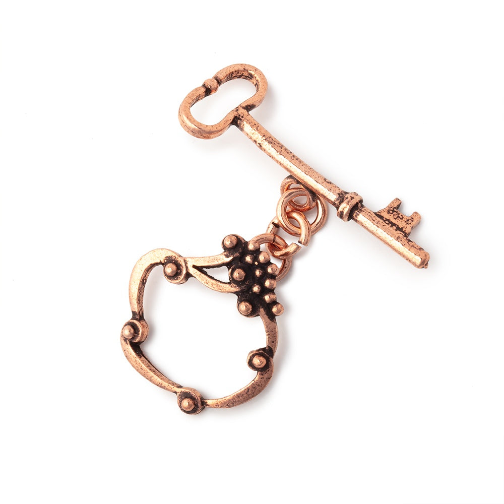 22x22mm Copper Victorian Design with Key Toggle - BeadsofCambay.com