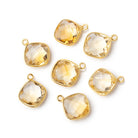 13x13mm Citrine Faceted Pillow Vermeil Pendant - BeadsofCambay.com